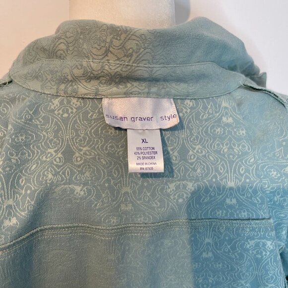 Susan Graver Aqua Embossed Jacket size XL - Picture 5 of 5